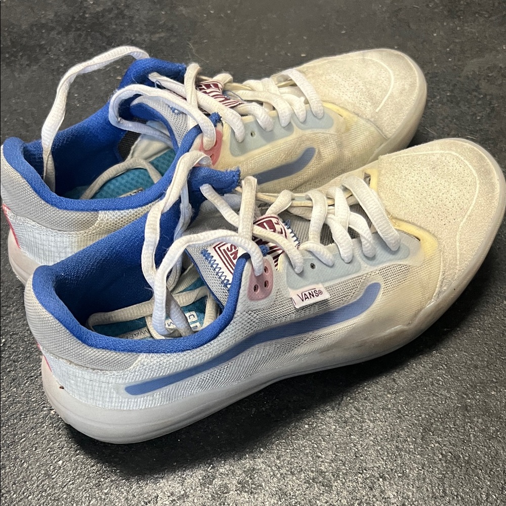 Vans White and Blue Women's Sneakers